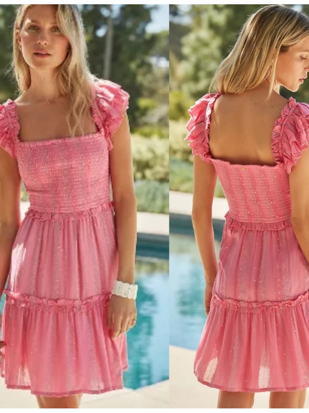 Anthropologie PQ Swim Carrie Smocked Mini Dress Small